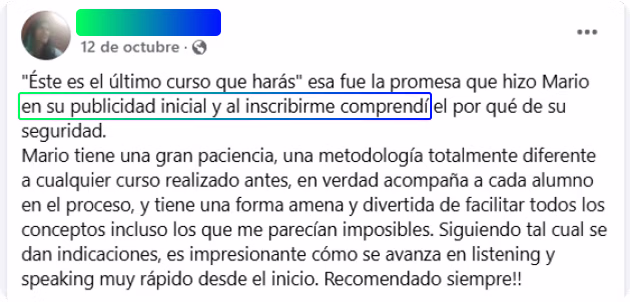 Testimonio de alumno