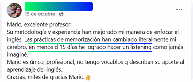 Testimonio de alumno